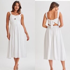 NWT XXXL White Thandi Midi Dress Back Tie Cutout 3X